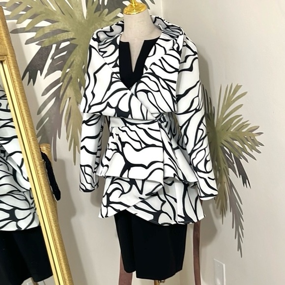 NWT Mina Audin,Defining Couture Craftsmanship,Black Peplum Power Dress,Size 40/8 - Picture 16 of 16